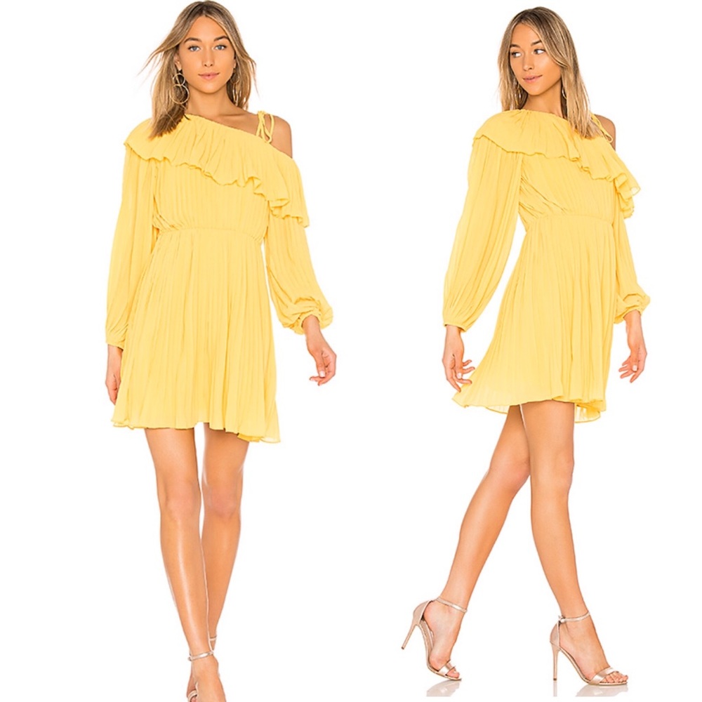 Endless Rose Pleated One Shoulder Dress in Lemon ✨